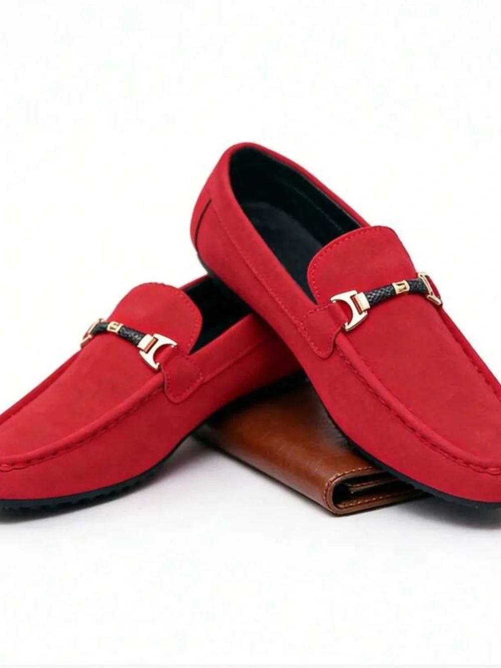 Men's Dark Red Suede Bit Loafers